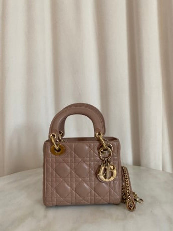 Christian Dior Beige Mini Lady Dior Bag