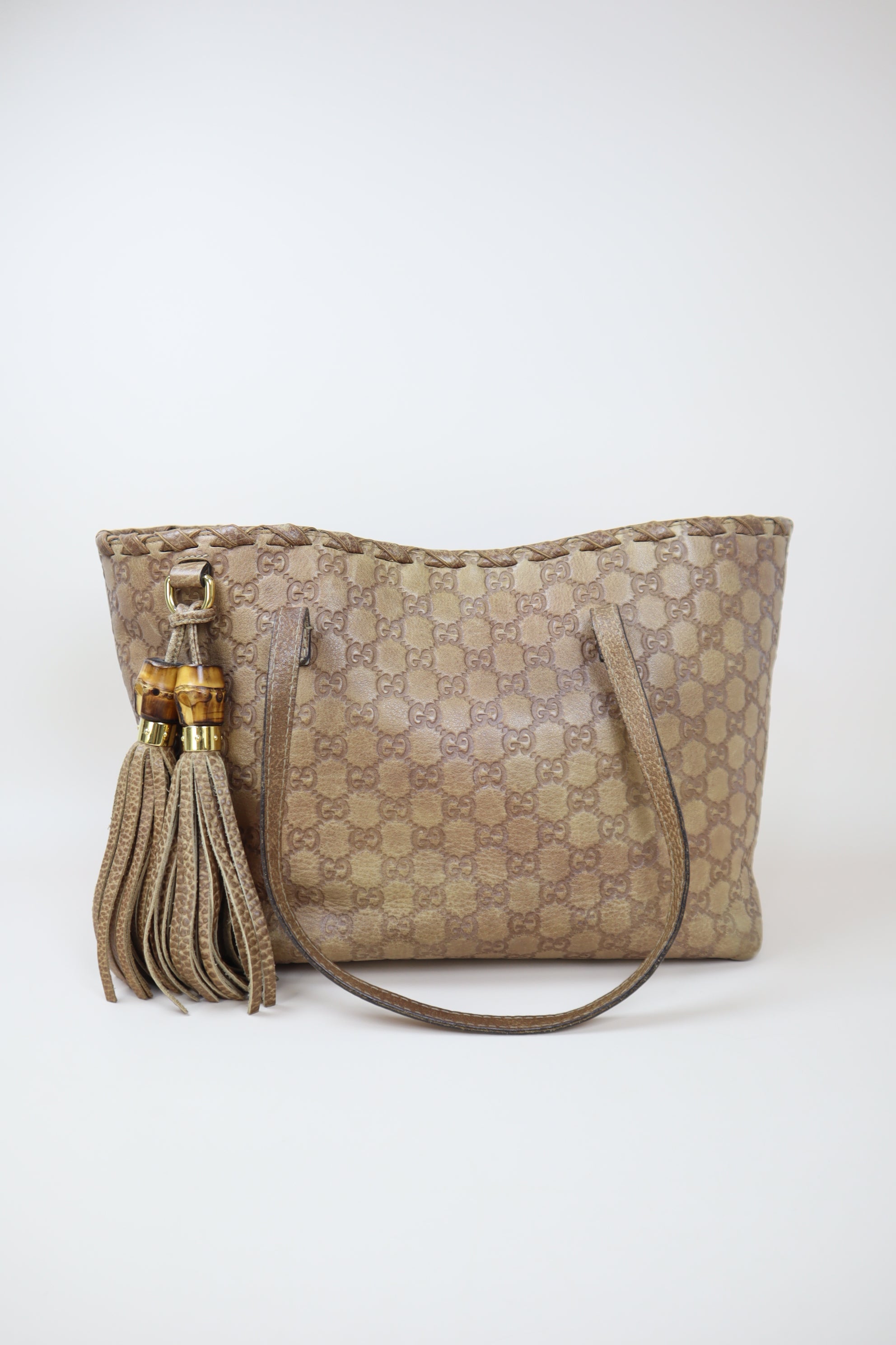 Gucci Brown Medium Bamboo Tassel Tote Bag