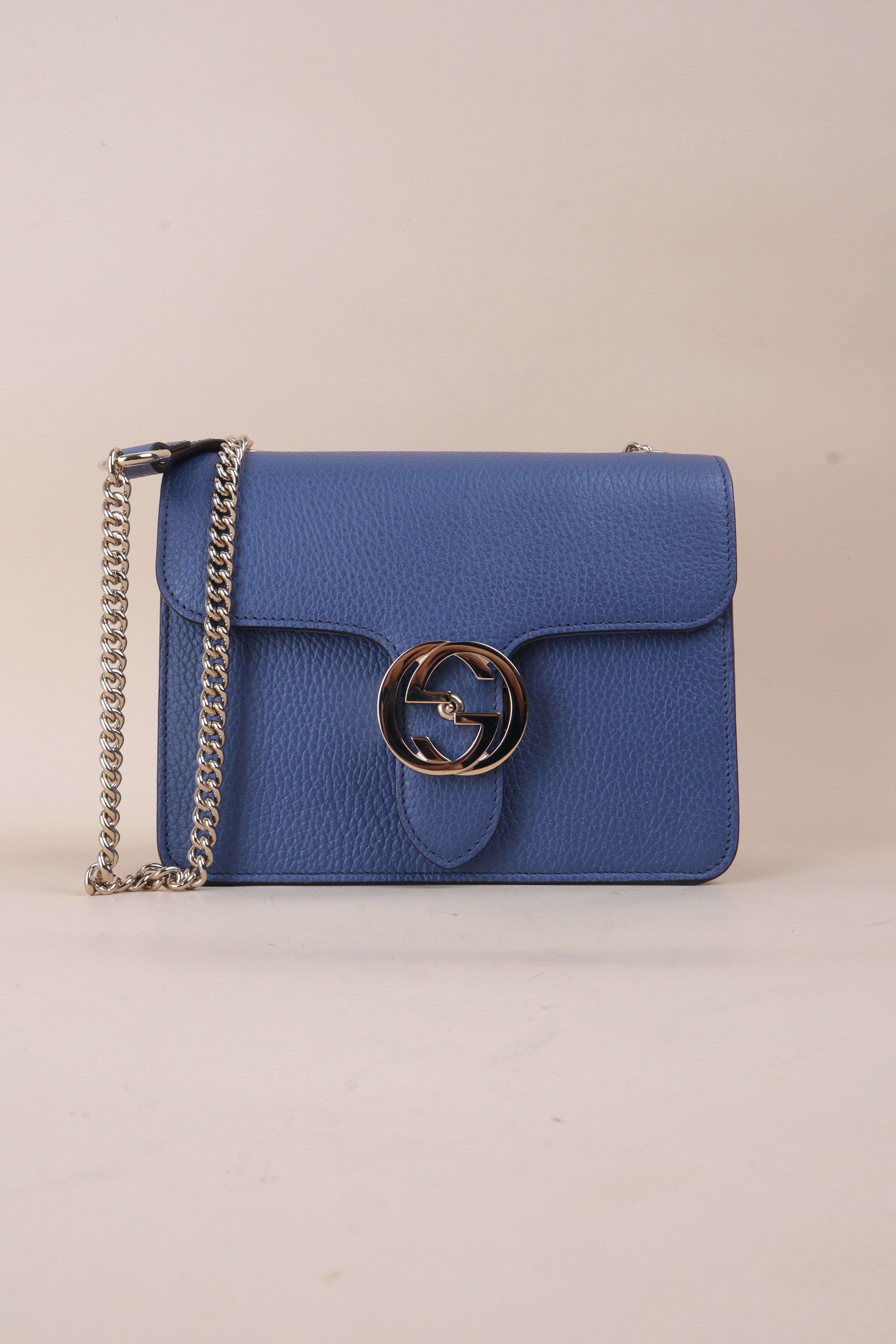 Gucci blue GG Interlocking Small Bag W/ Chain