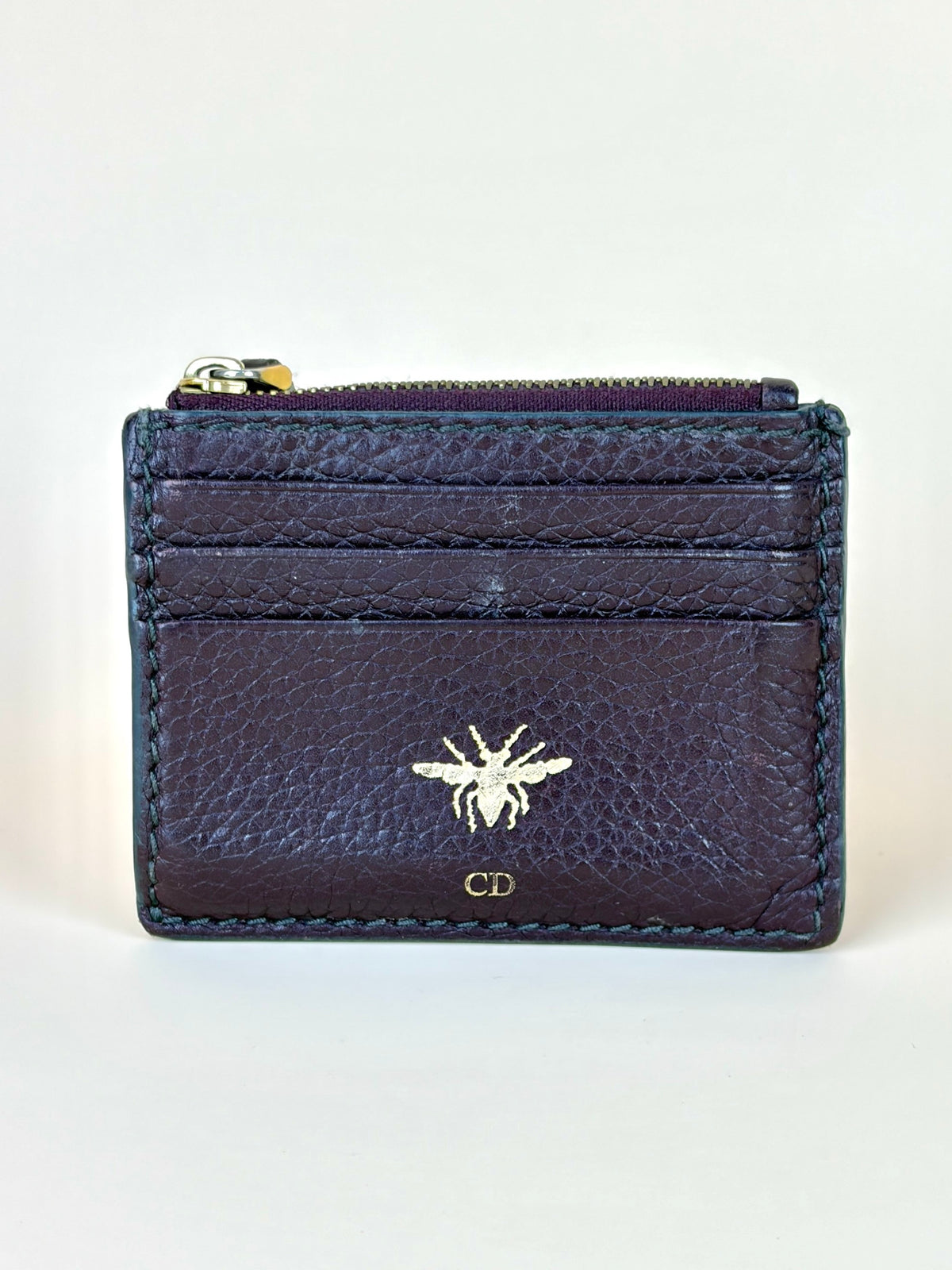 Dior Burgundy leather zip card holder