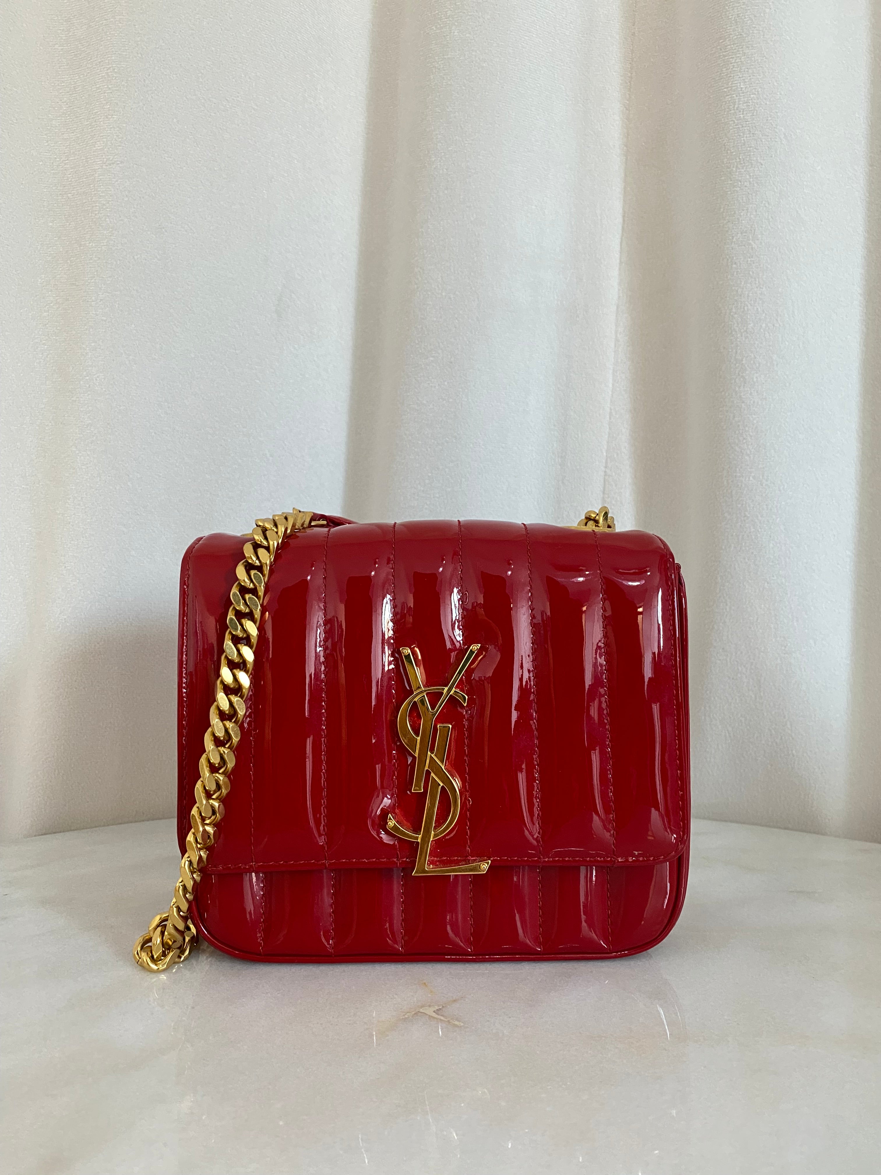 YSL Red Vicky Vernis Crossbody Small Bag