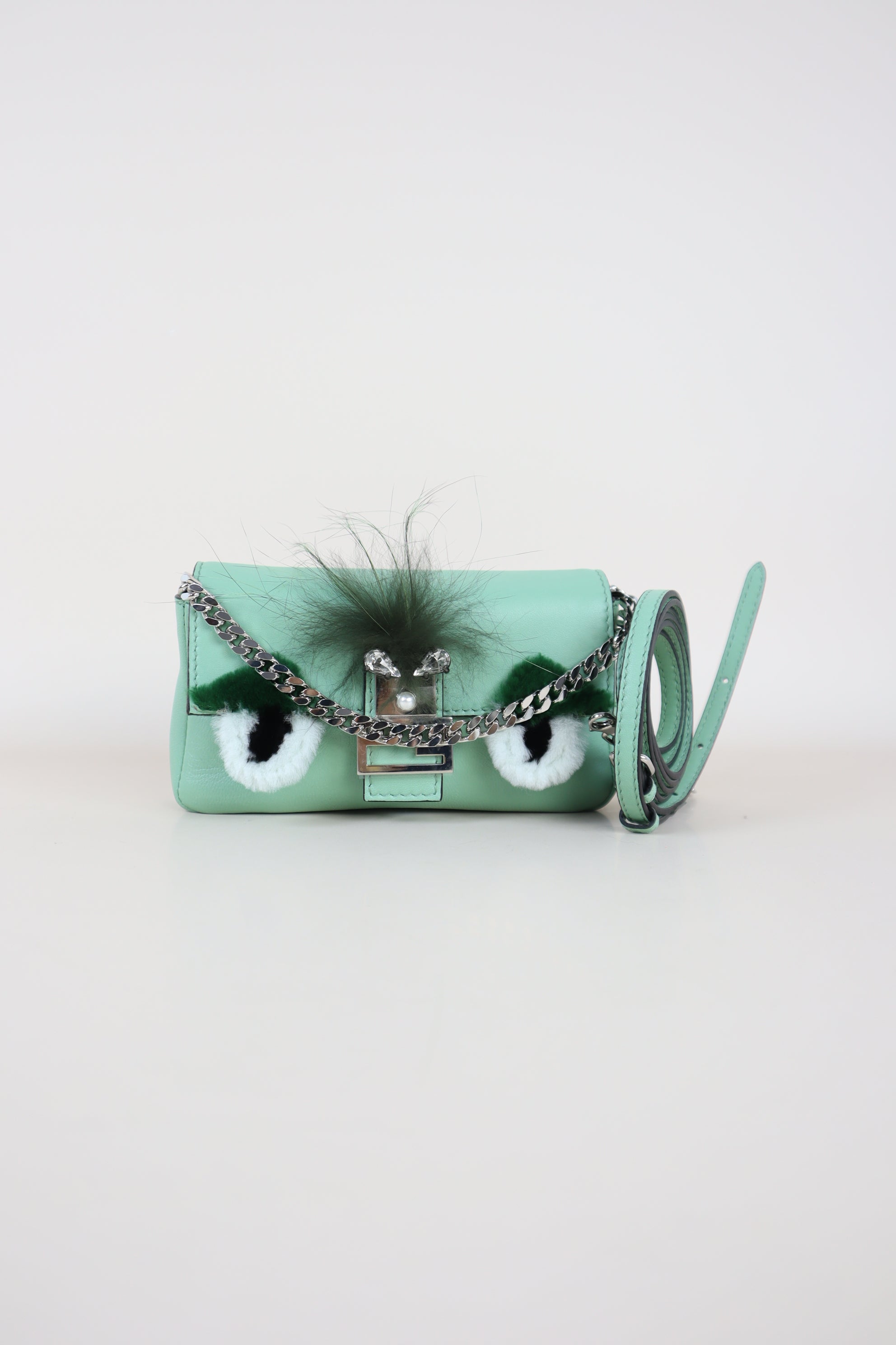 Fendi Green Baguette Micro Monster Bag