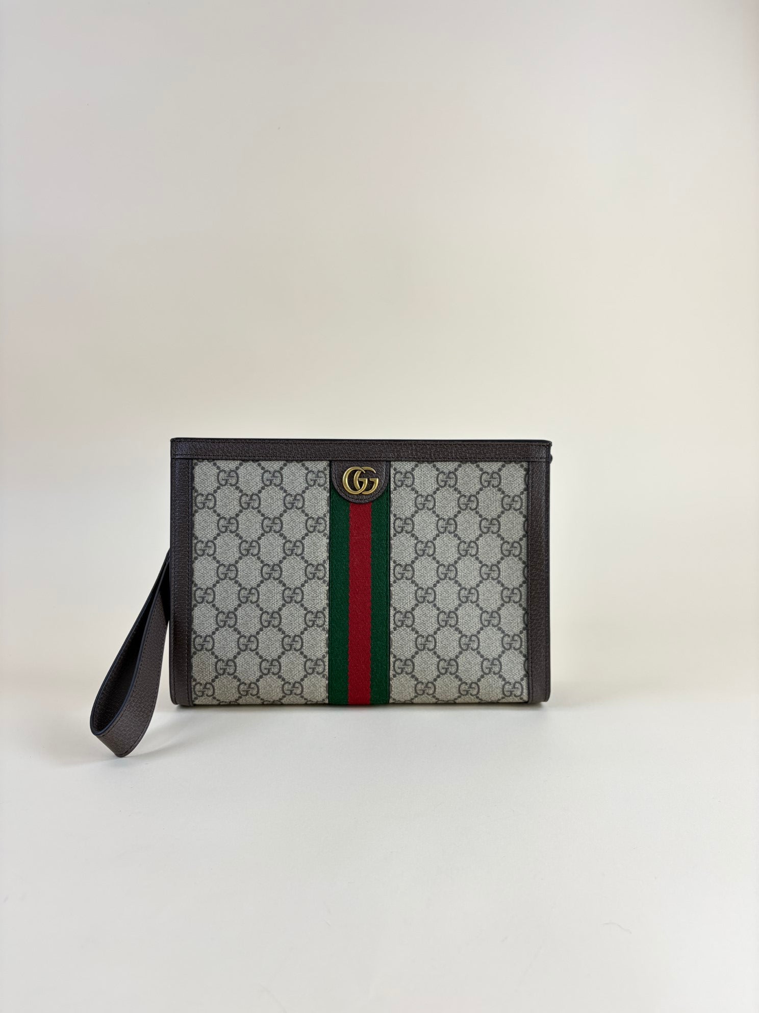 Gucci Ebony GG Supreme Ophidia Small Pouch with Holder