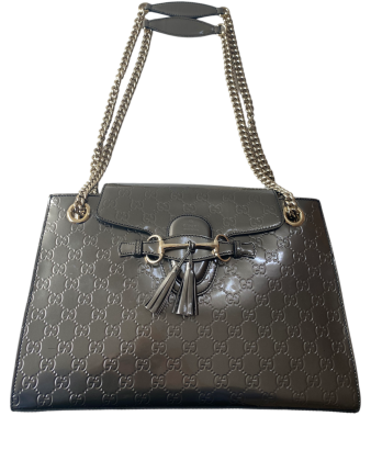 Gucci Silver GG Emily Vernise Large Bag