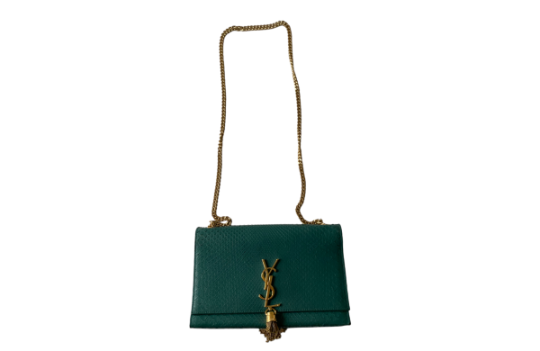 YSL Green Python Kate Tassel Medium Bag