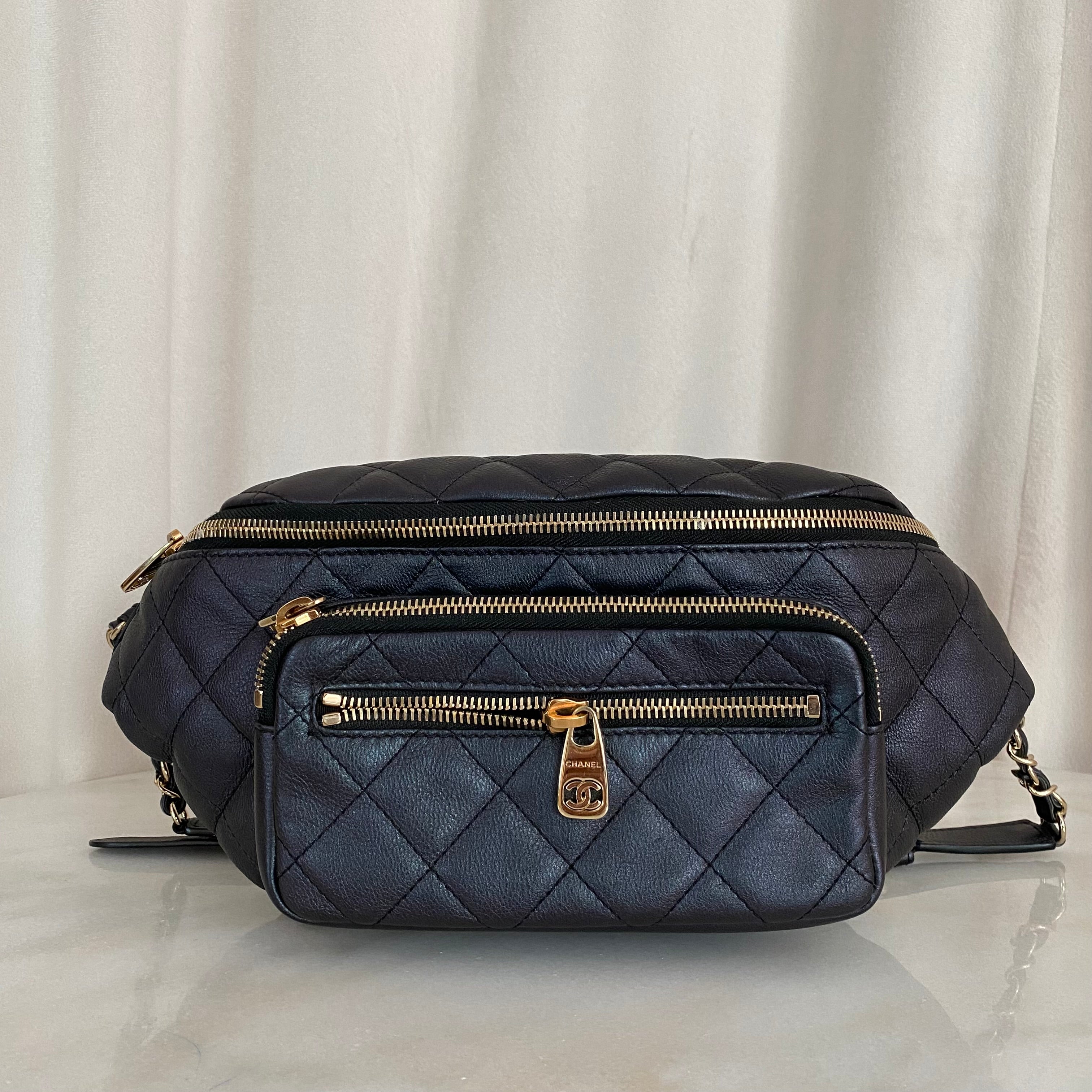 Chanel Navy Blue Fanny Pack Oxide Waist Bag