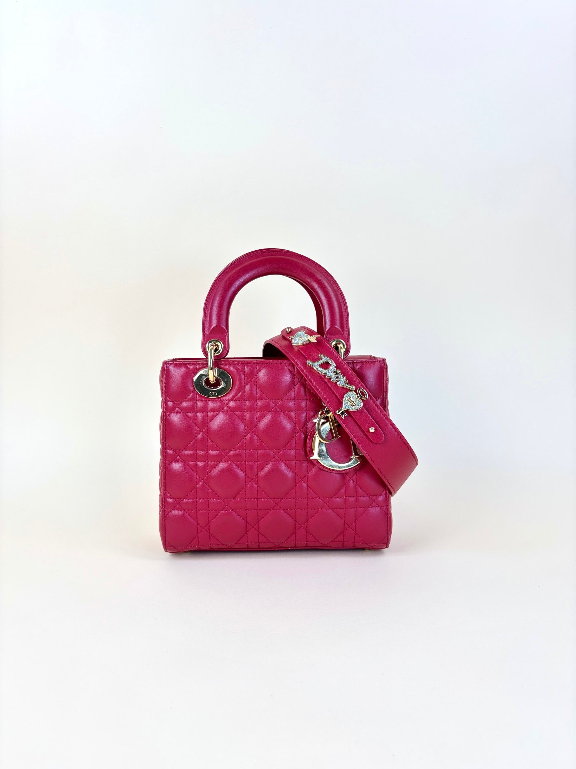 Christian Dior Cherry Red Cannage Small Lady Dior My ABCDIOR Bag