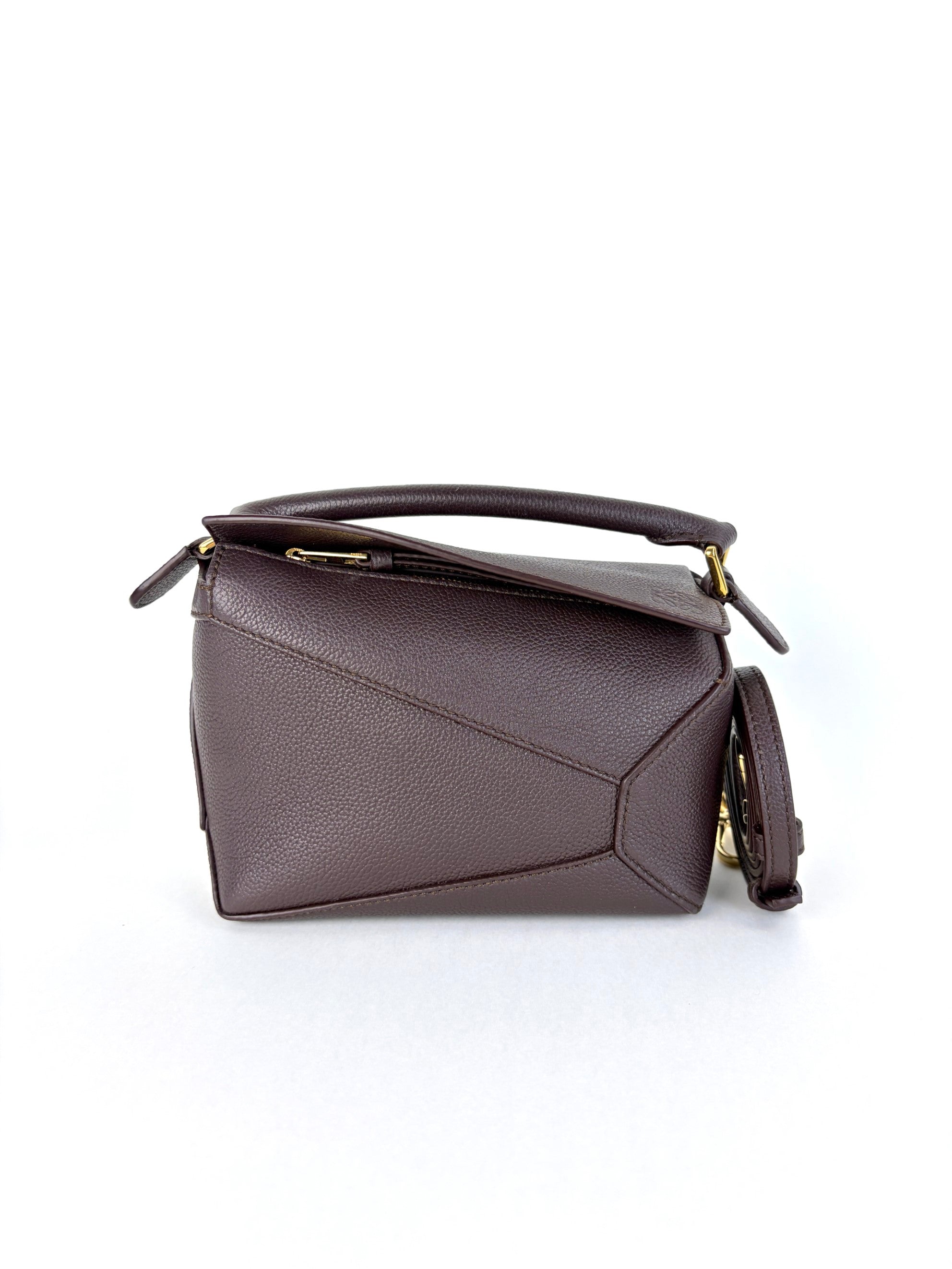 Loewe dark chestnut soft grained calfskin mini–Puzzle Edge Bag