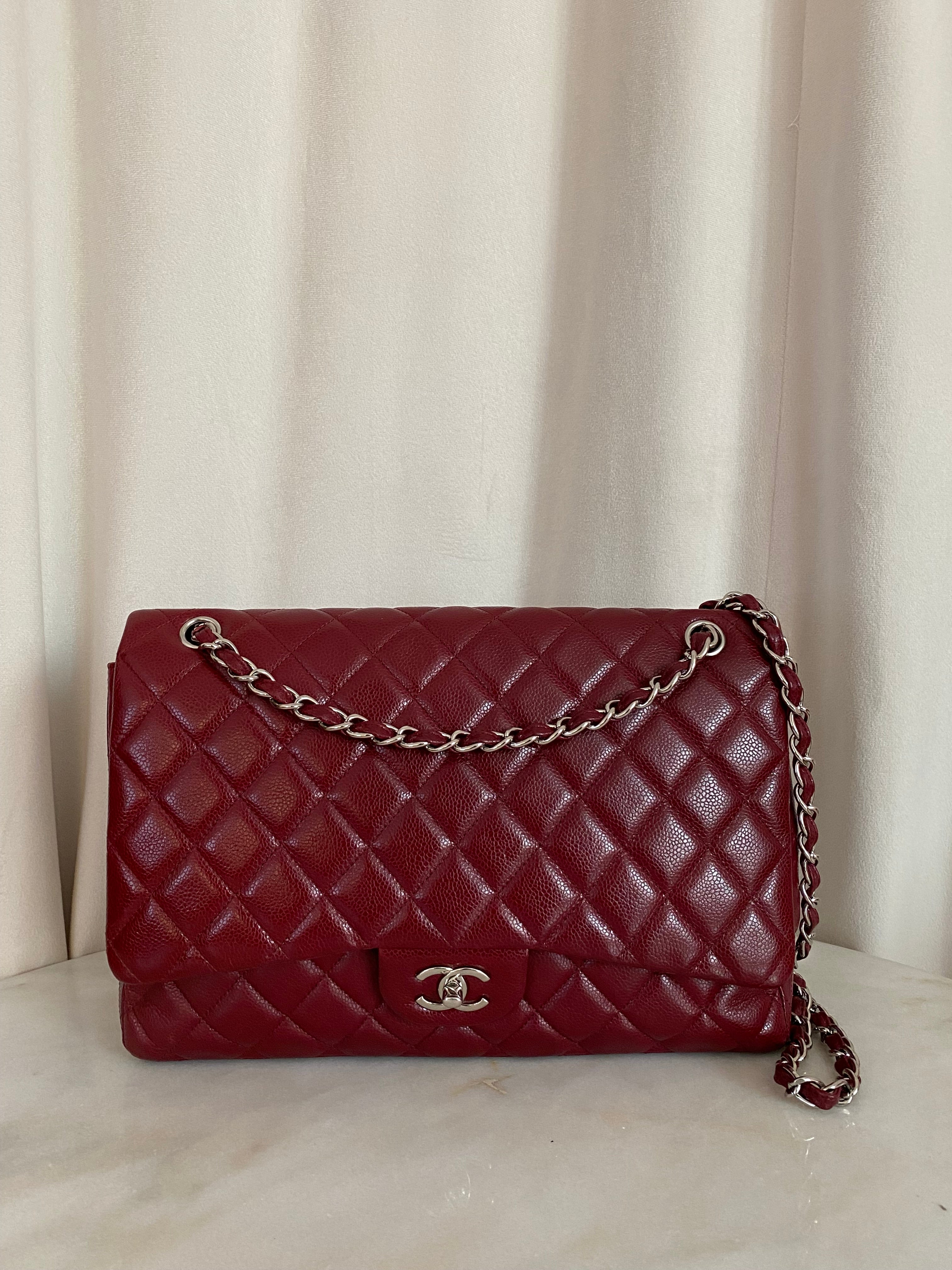 Chanel Red Classic Maxi Single Flap Bag