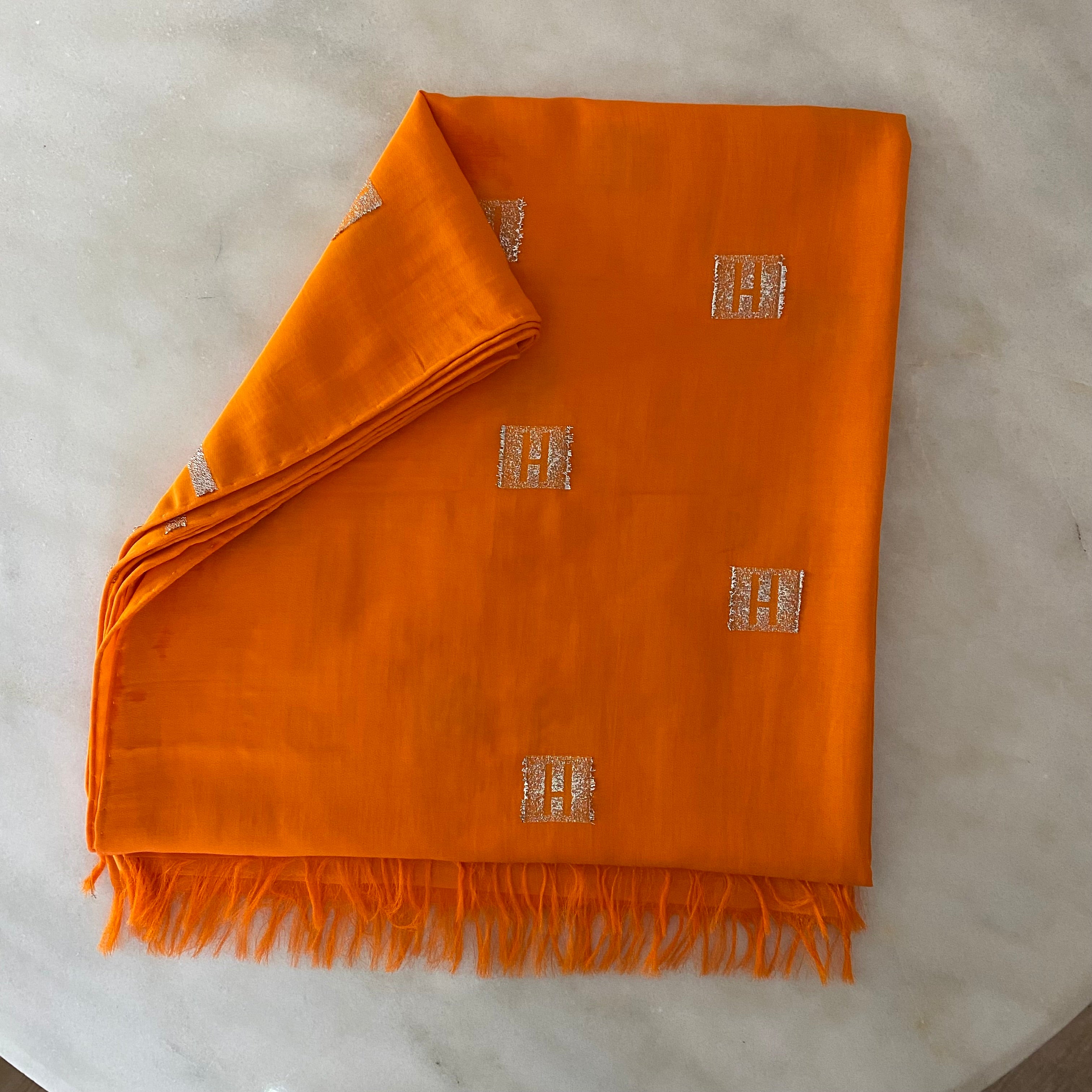 Hermes Bicolor Cotton-Silk Long Scarf