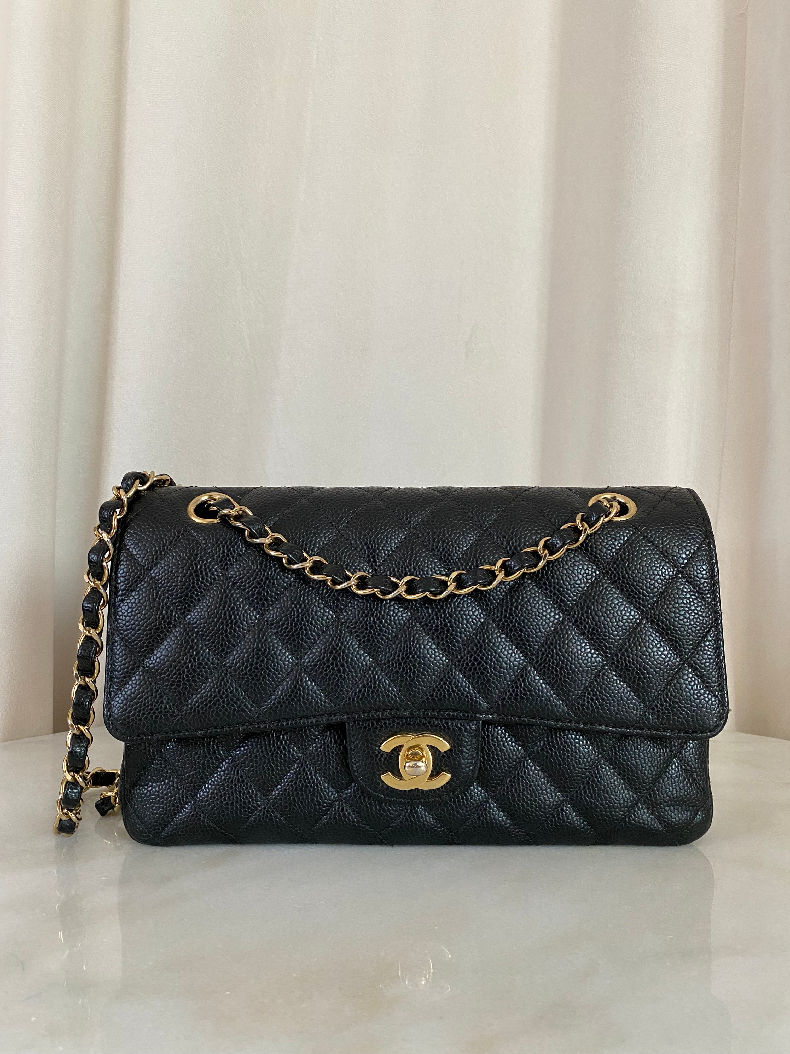 Chanel Black CC Classic Double Flap Medium Bag