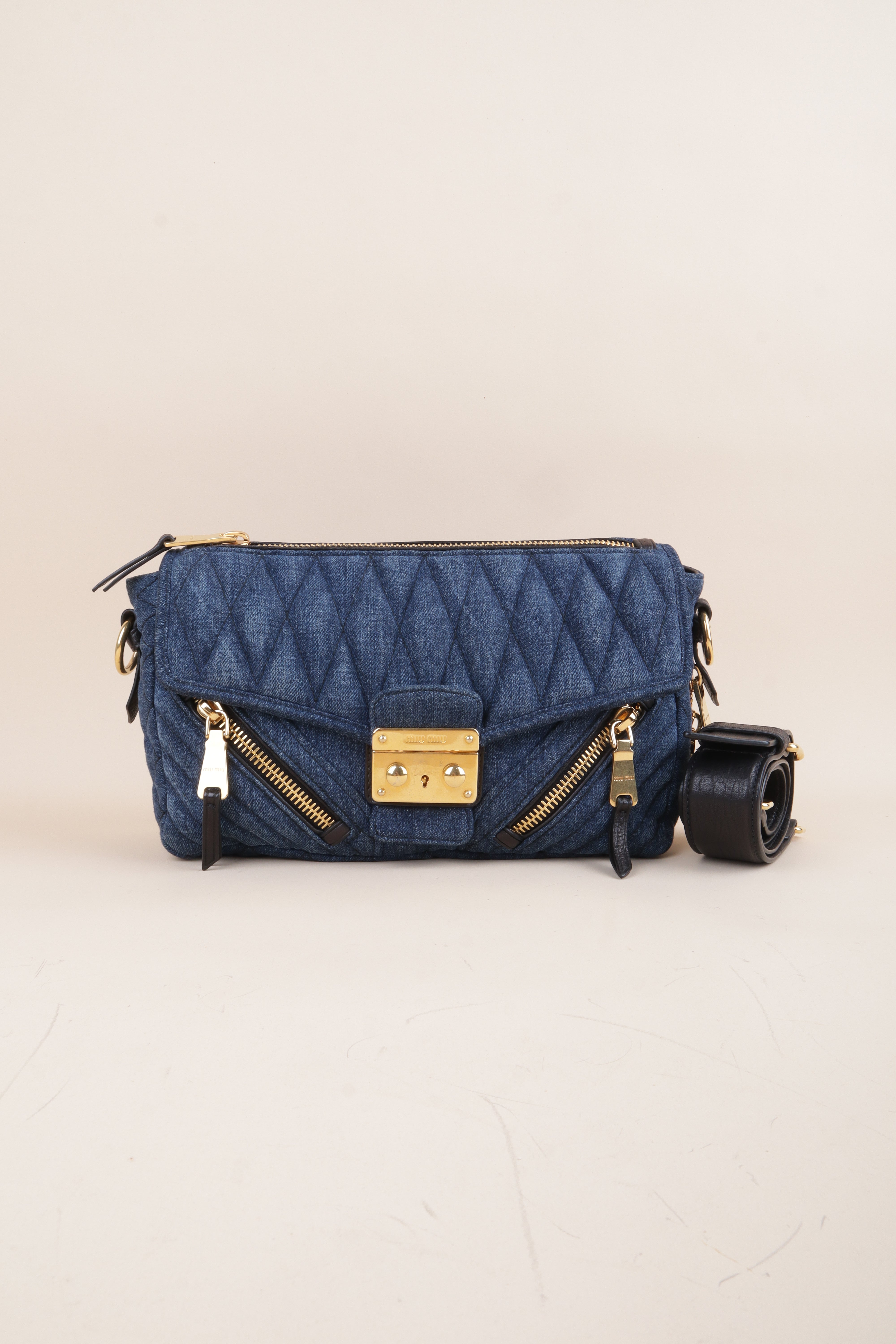 Miu Miu Bicolor Quilted Matelasse Biker Shoulder Bag