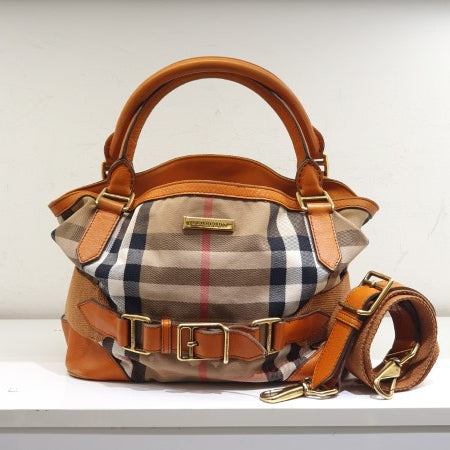 Burberry Orange House Check Parsons Tote Bag