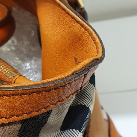 Burberry Orange House Check Parsons Tote Bag