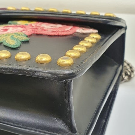 Gucci Black Floral Embroidered Studded Dionysus Bag