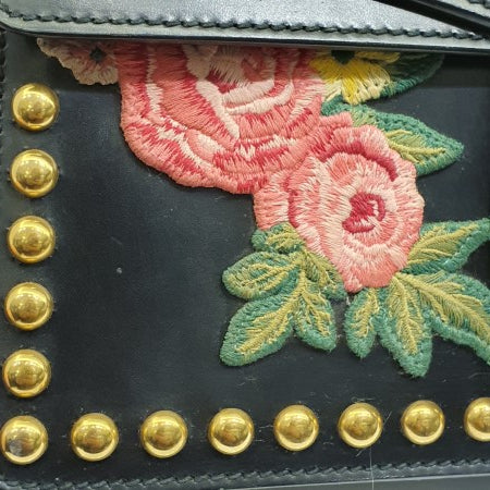 Gucci Black Floral Embroidered Studded Dionysus Bag