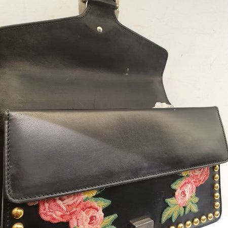 Gucci Black Floral Embroidered Studded Dionysus Bag