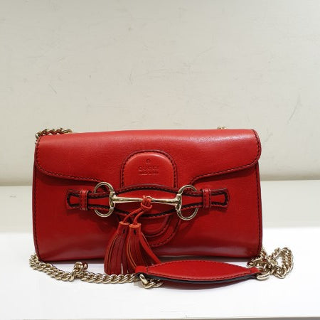 Gucci Red Horsebit Emily Shoulder Bag