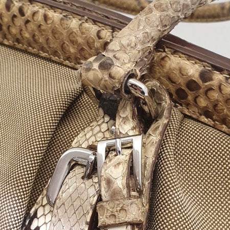 Prada Beige Jacquard Python Handbag