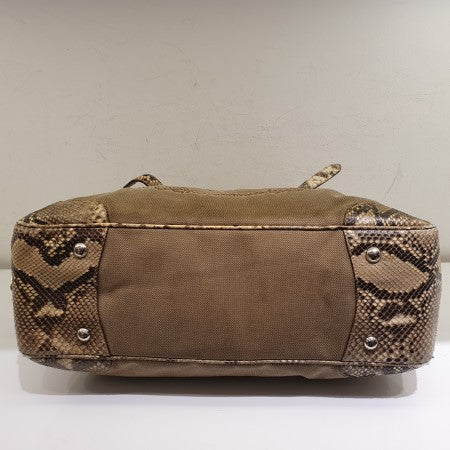 Prada Beige Jacquard Python Handbag