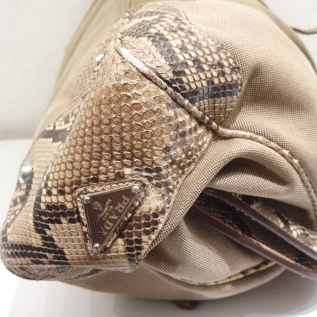 Prada Beige Jacquard Python Handbag