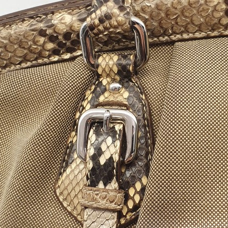 Prada Beige Jacquard Python Handbag