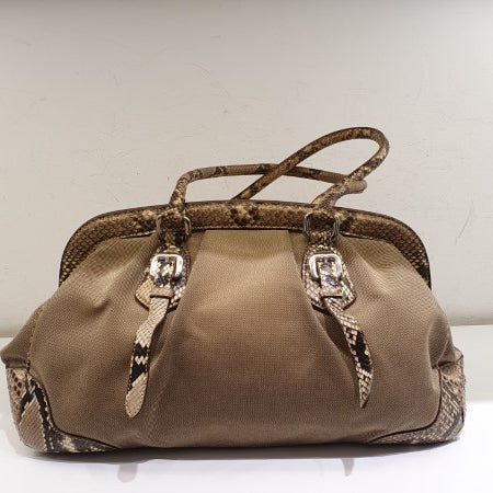 Prada Beige Jacquard Python Handbag