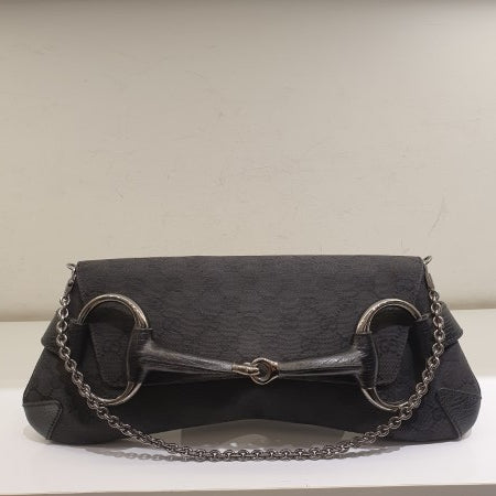 Gucci Black GG Horsebit Clutch Bag