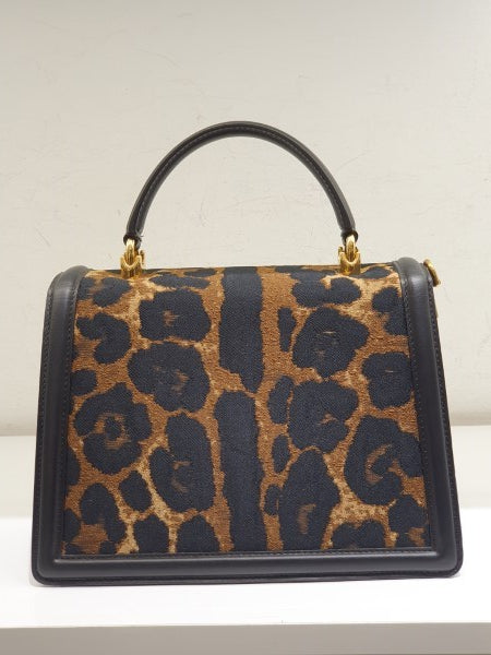 Dolce & Gabbana Bicolor DG Devotion Leopard Top Handle Bag