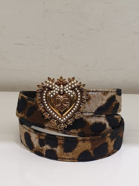 Dolce & Gabbana Bicolor Devotion Leopard Belt 34