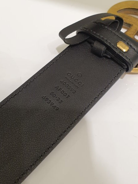 Gucci Black GG Belt 32