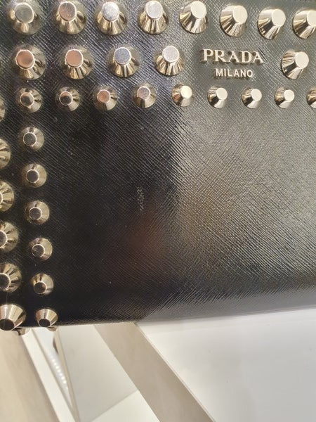 Prada Black Studded Clutch