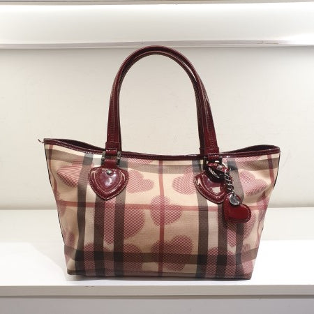 Burberry Red Nova Check Heart Gracie Diaper Tote Bag