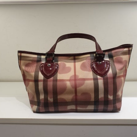 Burberry Red Nova Check Heart Gracie Diaper Tote Bag