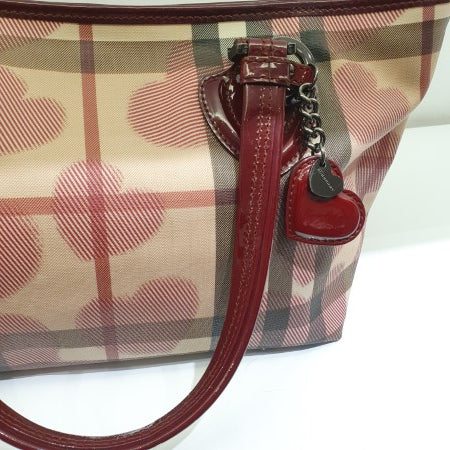 Burberry Red Nova Check Heart Gracie Diaper Tote Bag