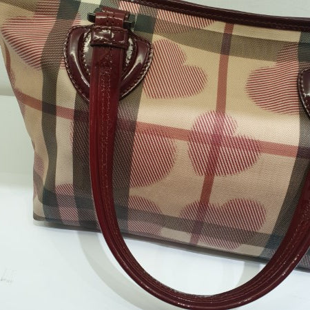 Burberry Red Nova Check Heart Gracie Diaper Tote Bag