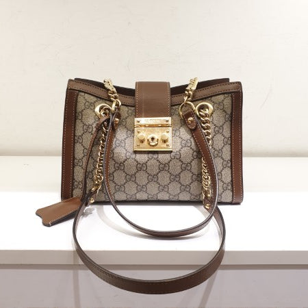 Gucci Bicolor GG Supreme Padlock Shoulder Bag