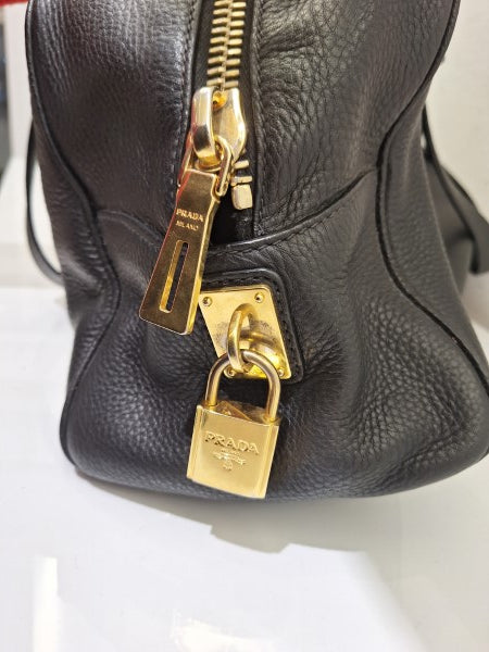 Prada Black Vitello Daino Satchel Shoulder Bag