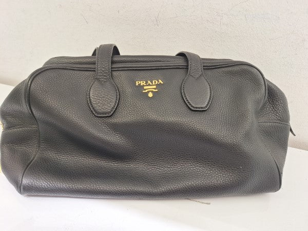 Prada Black Vitello Daino Satchel Shoulder Bag