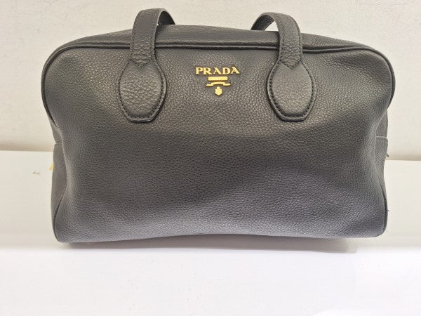 Prada Black Vitello Daino Satchel Shoulder Bag