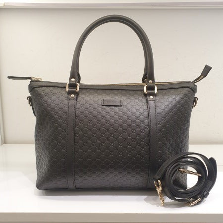 Gucci Black GG Microguccissima Convertible Satchel Bag