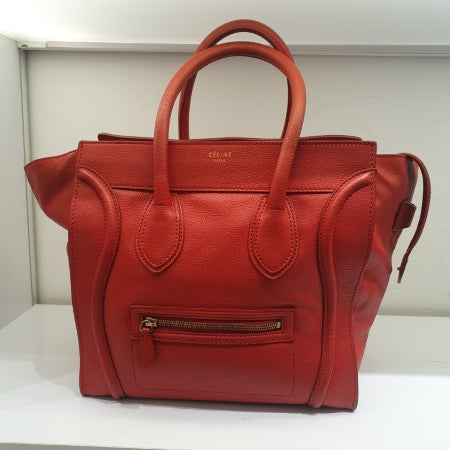 Celine Red Luggage Tote Bag