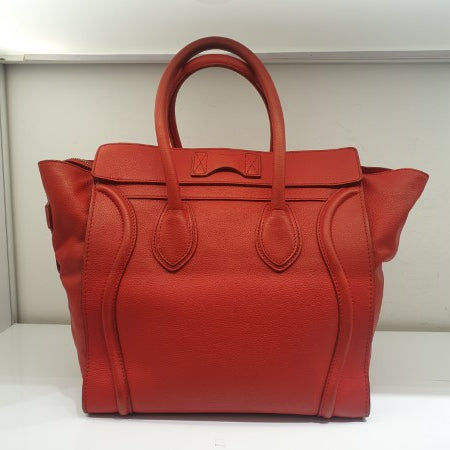 Celine Red Luggage Tote Bag