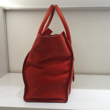 Celine Red Luggage Tote Bag