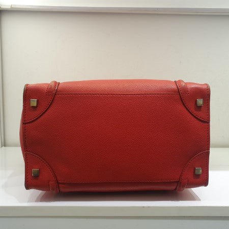 Celine Red Luggage Tote Bag