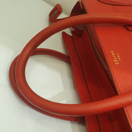 Celine Red Luggage Tote Bag