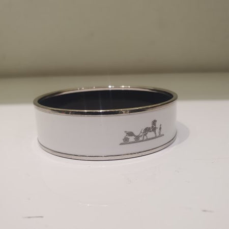 Hermes White Enamel Printed Bracelet