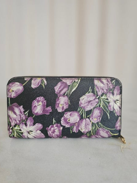 Dolce & Gabbana Black Floral Long Wallet