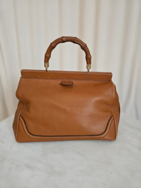 Gucci Camel Bamboo Top Handle Bag