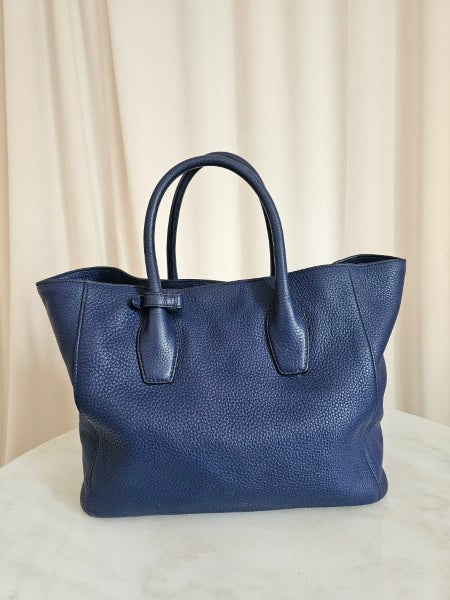 Prada Blue Vitello Daino Tote Bag